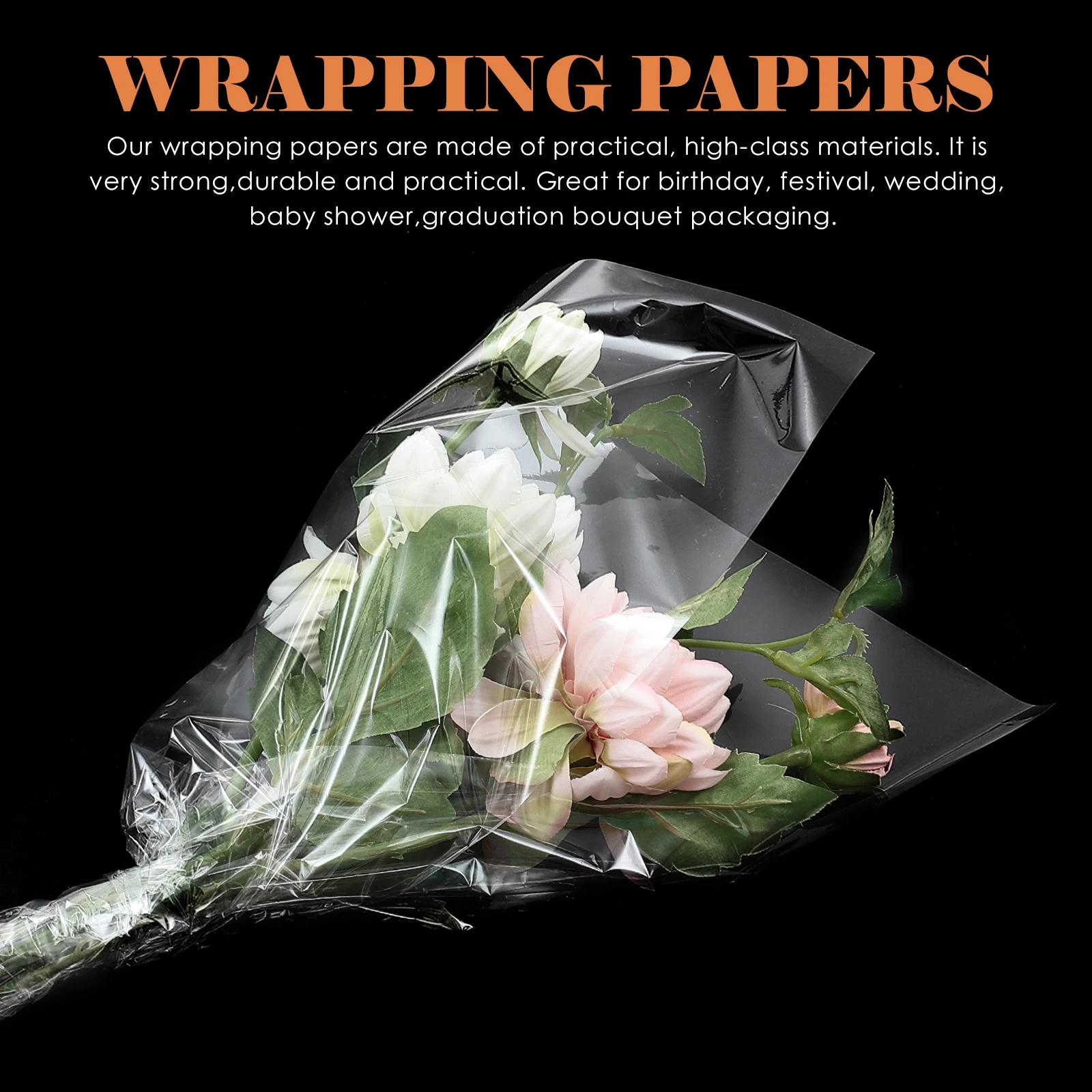 

60 Sheets Floral Wrapping Paper DIY Crafts Wedding Supplies Transparent Decorative Paper Flowers Bouquet Wrap Sturdy Art