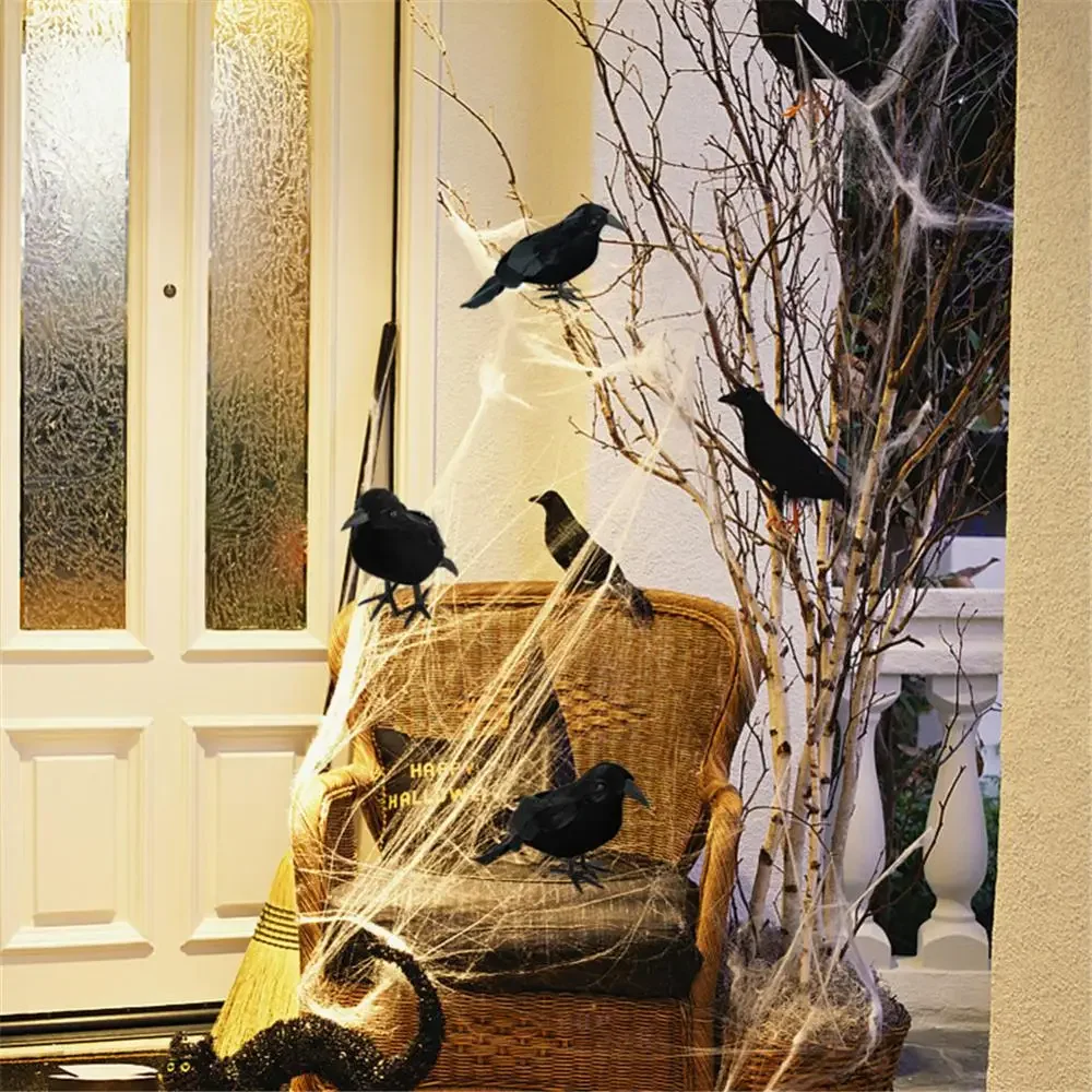 Simulation Black Crow Halloween Black Crow Props Simulation Fake Bird Ghost Festival Halloween Decoration Scary Toys