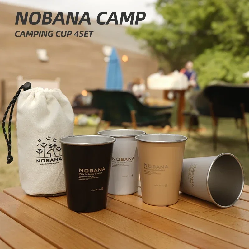 Outdoor Camping Cup Set 4PCS 304 Stainless Steel Cups for Picnic BBQ Beer Water and Coffee Durable and Lightweight Travel Mugs