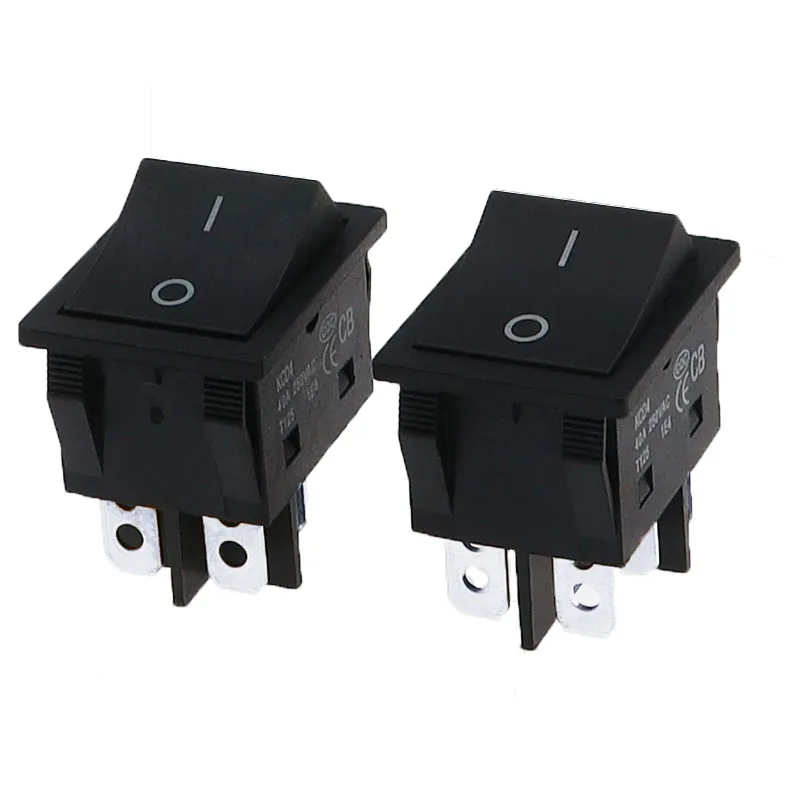 1Pcs 40A 250V AC High Current ON/OFF Special for Eelding Machine KCD4 Sterling Silver Point Rocker Power Button Switches Black