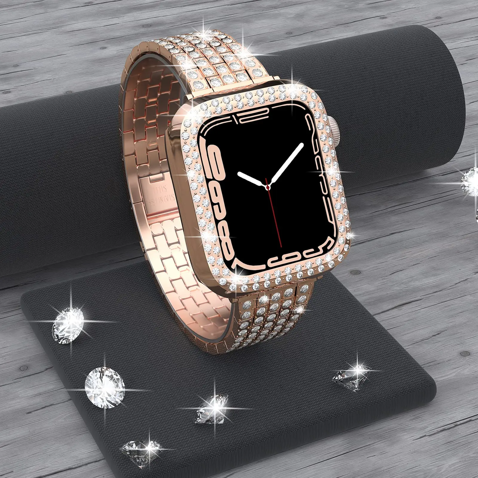 Funda de diamante para Apple Watch, protector de parachoques de PC de 45mm, 41mm, 42mm y 38mm, serie iwatch 9 8 7 6 5 4 3 Se 40mm 44mm, accesorios