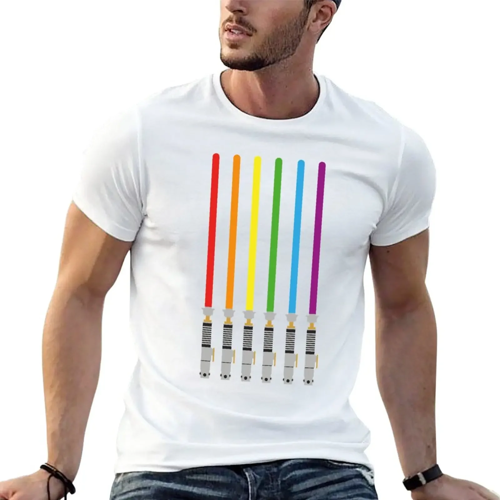 

Lightsaber Proud LGBT Rainbow T-Shirt cute clothes hippie clothes mens clothes