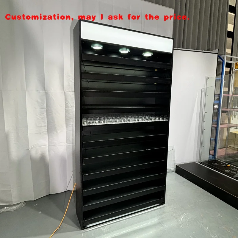 custom.Custom Retail Modern Display Cabinet  with Push Mechanism and LED Lights