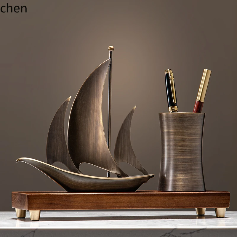 YFY  Smooth Sailing Ornament Company Office Gift for  and Bosses Desk Pen Holder High-end Feel Premium Gift