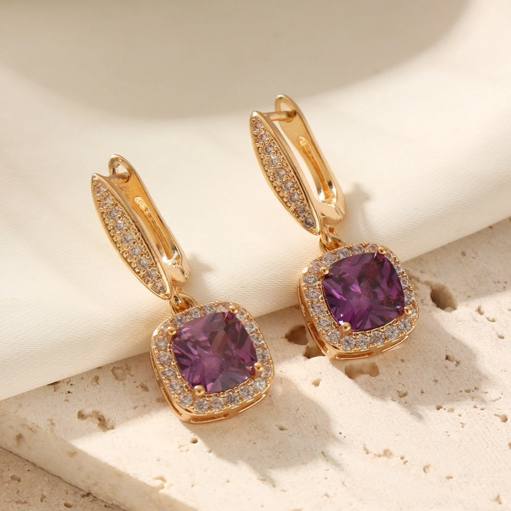 

Luxury Square Shape Zirconia Dangle Earrings for Women 2025 New Fashion Drop Earring Wedding Party Jewelry Accessories