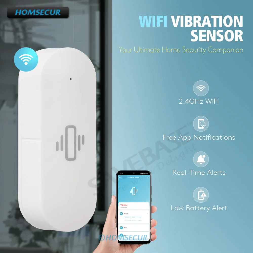 Tuyasmart Life APP Notification Home 2.4GHz WiFi Vibration Sensor Detection Real-Time Motion Shock Alarm History Record Security