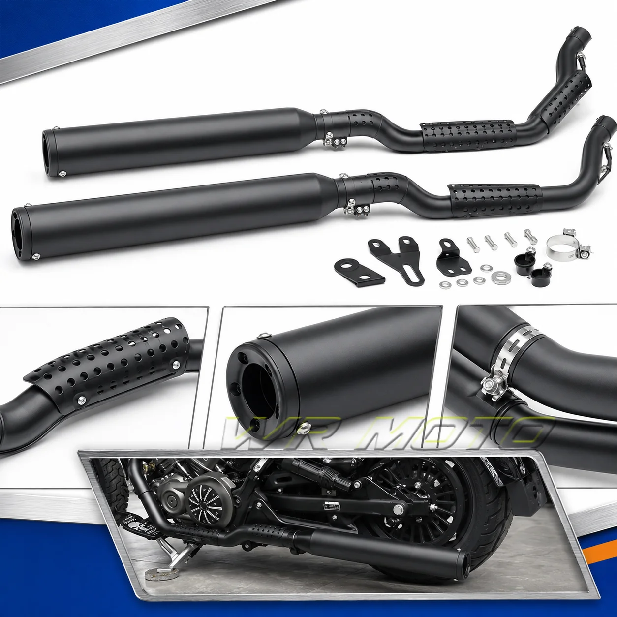 Full‑System Cobra Style Dual‑Outlet Exhaust Pipe Deep Rumble Tone Fit For BENDA ROCK 707 Cruiser Motorcycle Mod Accessories