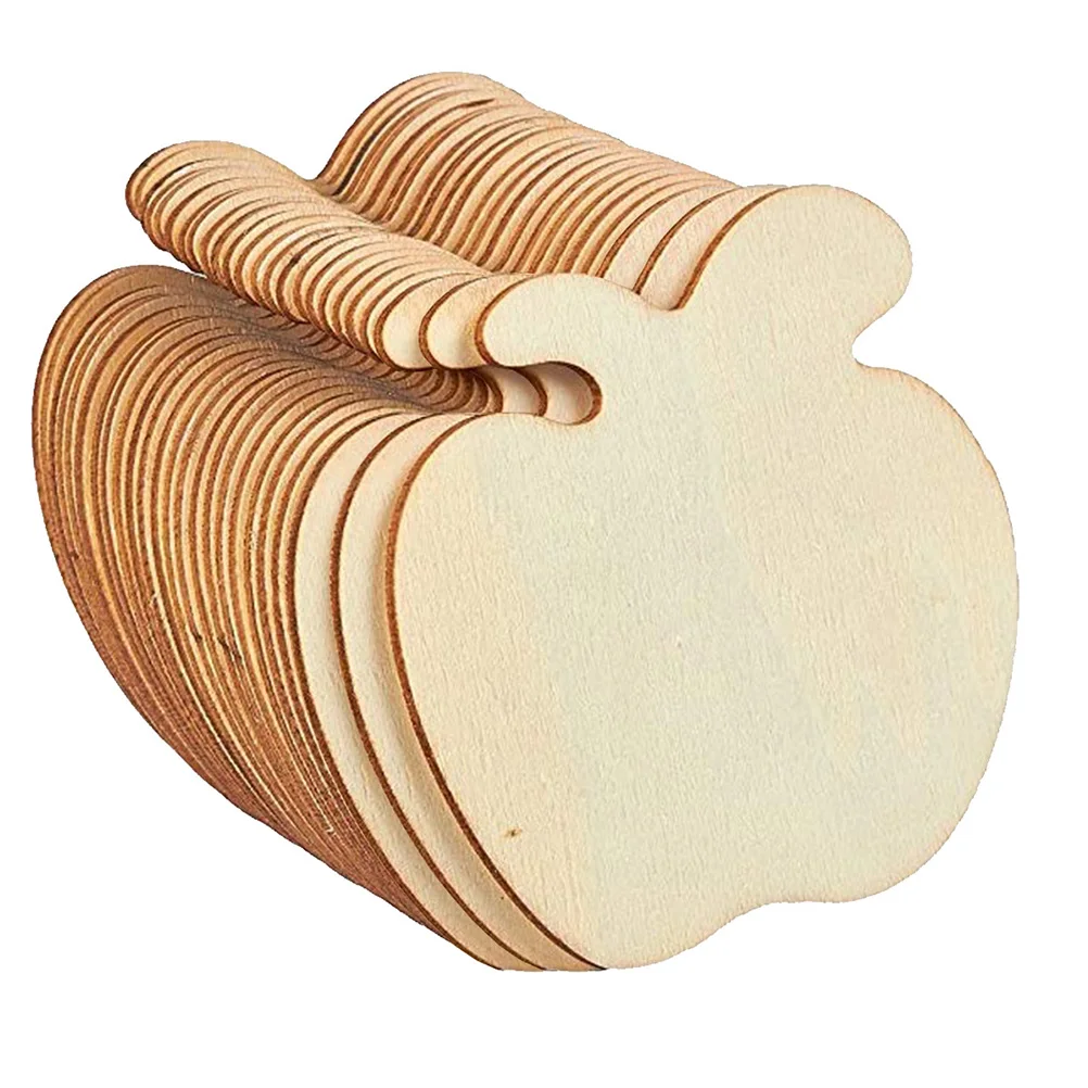

60Pcs Natural Wood Slices Unfinished Apple Shape for Hand Painting DIY Crafts Christmas Wedding Wooden Ornaments