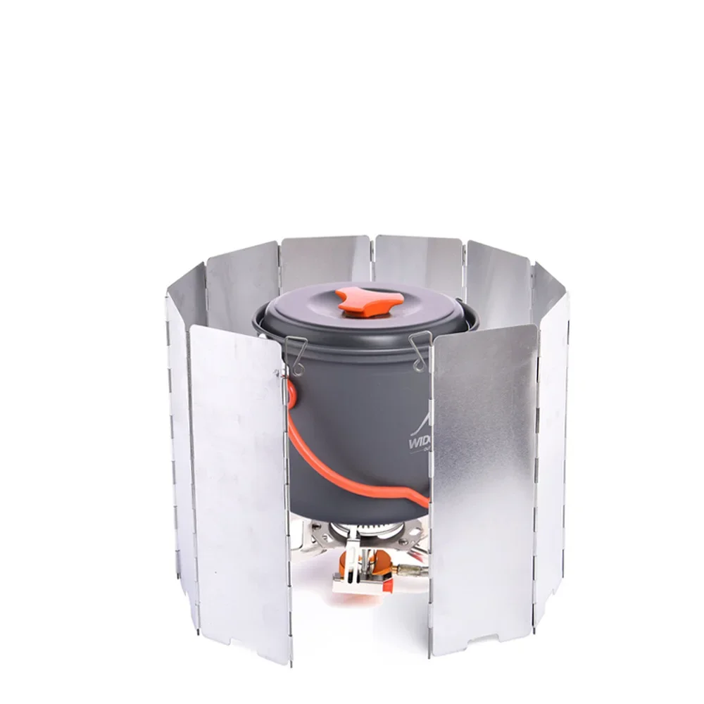 Camping Stove Accessories with Box Outdoor Wind Shield 9 Pieces 10 Pieces Foldable Aluminum Wind Shield