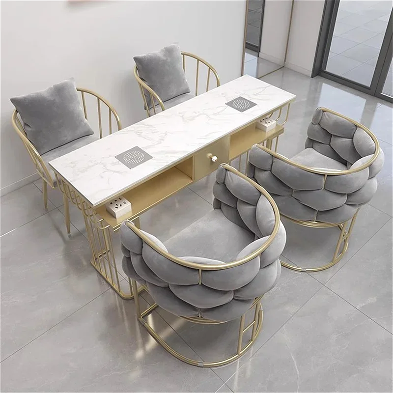 

Nordic Modern Nail Tables Simple Luxury Multifunctional Cream Style Nail Table Reception Desks Professional Salon Furniture FYMT