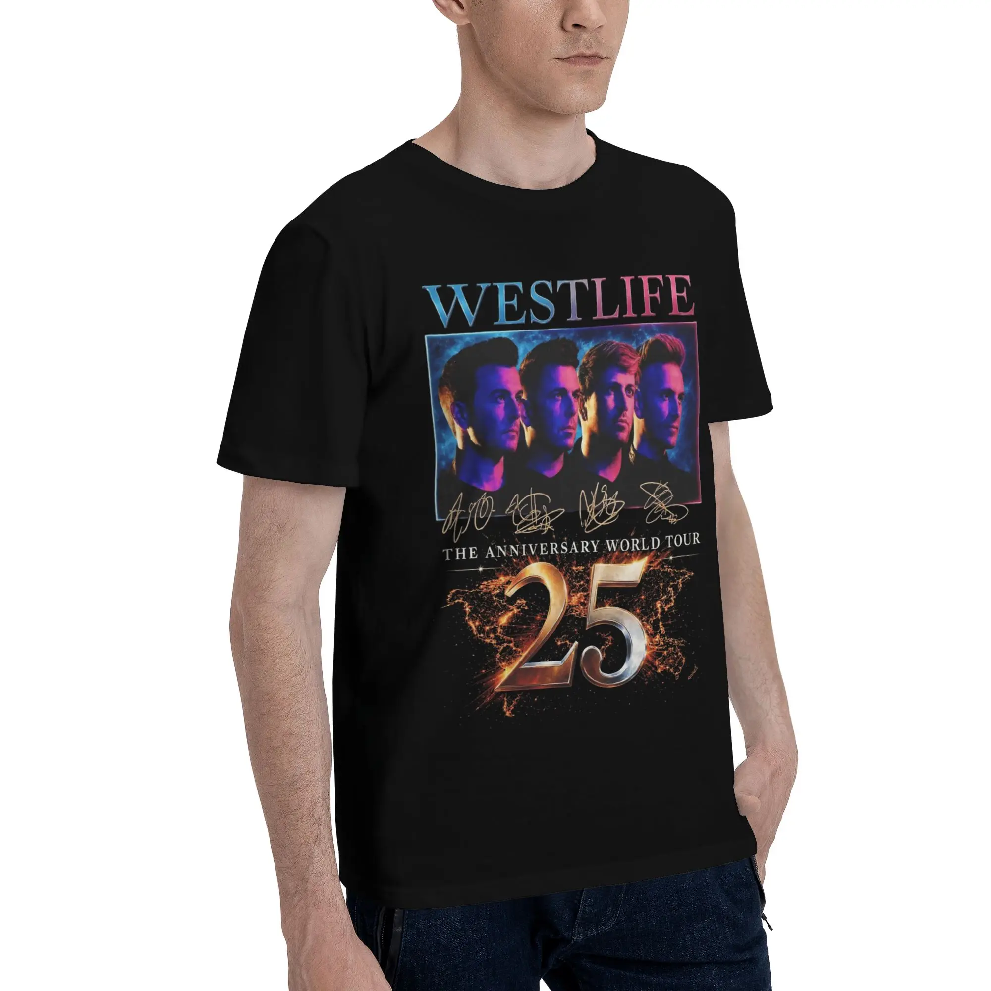 Mens Womens Westlife 25th Anniversary Tour 2026 T Shirt 100% Cotton Graphic Printing T-Shirt  Top Clothing