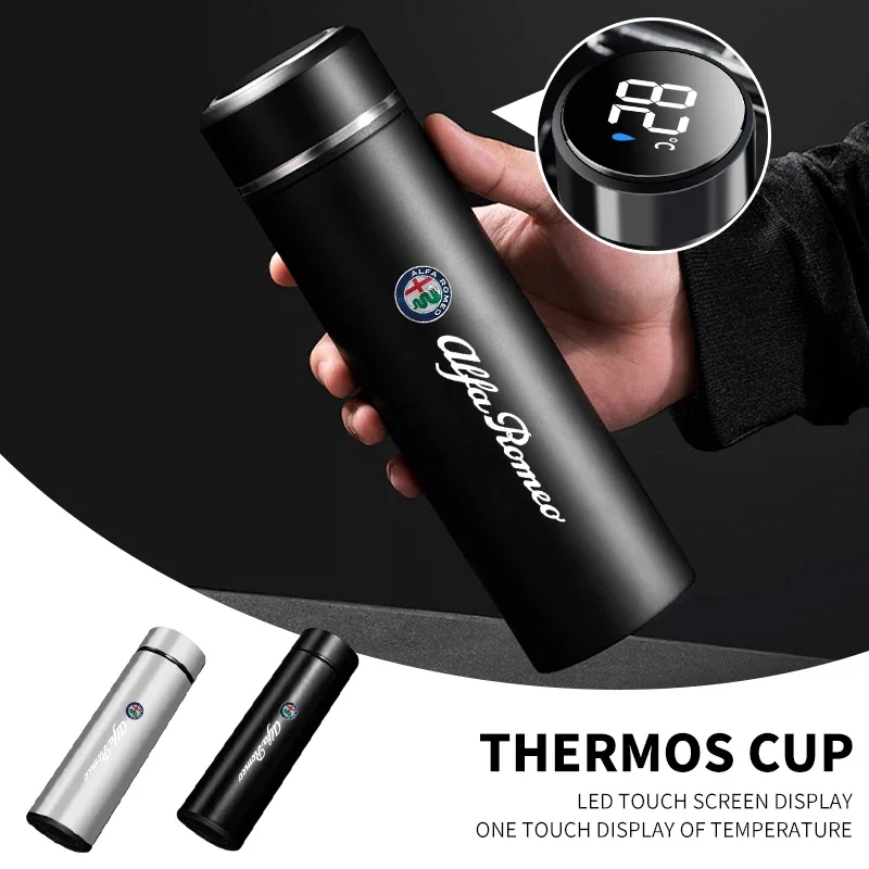 2026 Hot Alfa Romeo Car Smart Thermos Bottle With Temperature Display Coffee Cup For Alfa Romeo 4C 159 166 Spider Giulia Giuliet