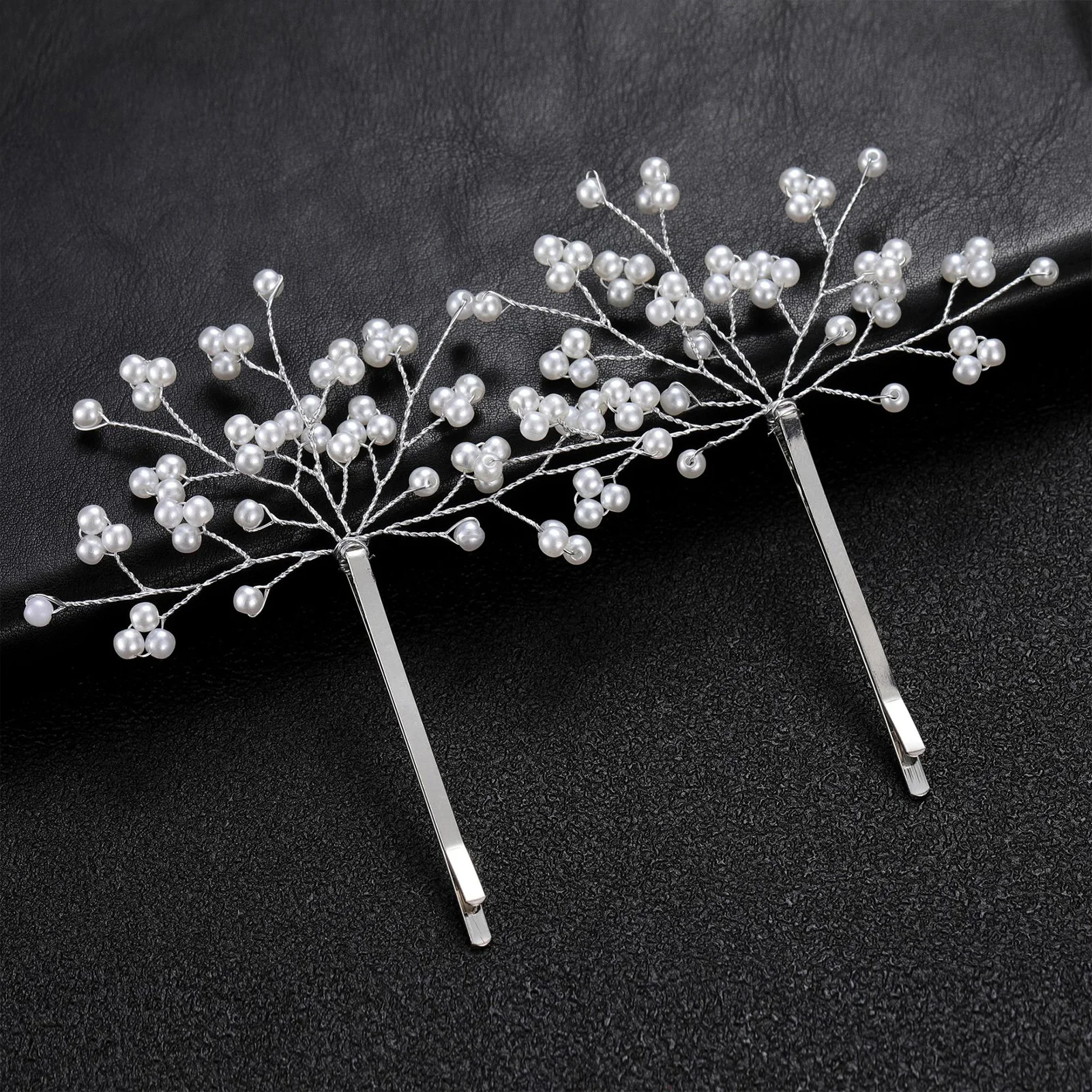 Secure Hold  2pcs Sweet Hairpin Luxurious Baby's Breath Pearl Edge Clips Suitable for Girls All Hair Types