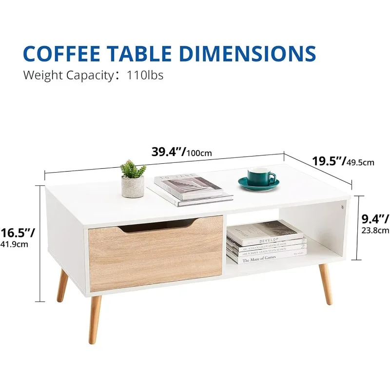 Moderno Cocktail in legno Mid Century ModernCoffee HallwayTable minimalista con contenitore per la Reception dell'appartamento del soggiorno, bianco