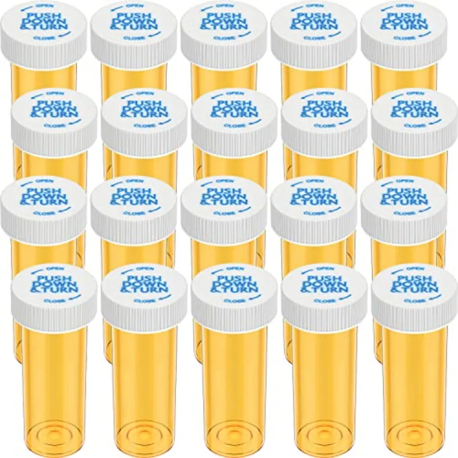 

Empty Plastic Medicine Pill Bottles with Child Resistant Caps, Small Prescription Medicine Containers Travel Pill Vials Clear P