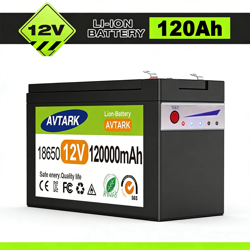 

Аккумулятор LiFePO4 12В 120Ач для солнечных систем, литиевый, глубокого разряда, перезаряжаемый, со встроенной BMS, 200000 мАч, для электромобилей, скутеров, эхолотов