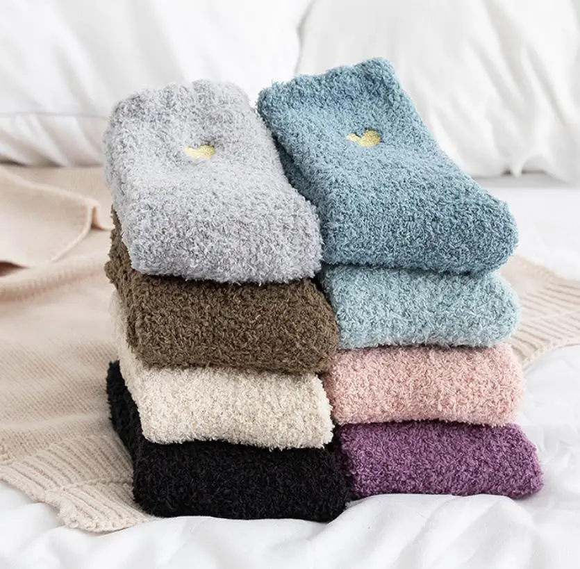 Winter Sokken Vrouwen Koraal Fleece Sokken Pluche Sokken Love Heart Slaap Sok Thuis Zachte Vloer Sokken Vrouwen Dikker Winter Warme Kous