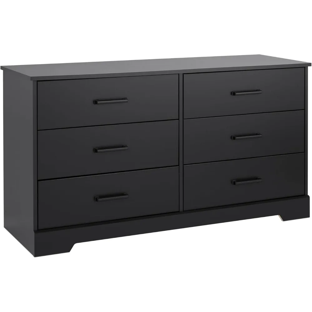 Rustic Ridge Farmhouse 6-Drawer Double Dresser, Black Dresser for Bedroom, Chest of Drawers with 6 Storage Drawers,Black