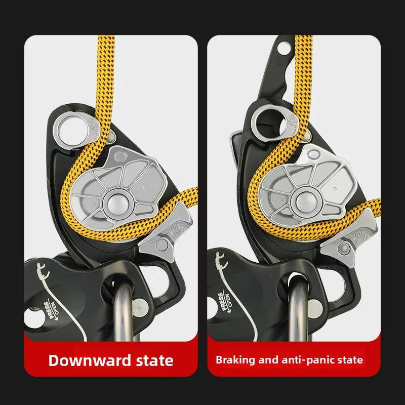 Anti-Panic Cam Manual Descender, Outdoor Climbing Quick Descent Device for Aerial Work