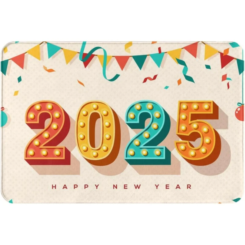 Happy New Year 2025 Carpet Door Mat Bathroom Kitchen Living Room Indoor and Outdoor Decoration Floor Mat 61X90cm