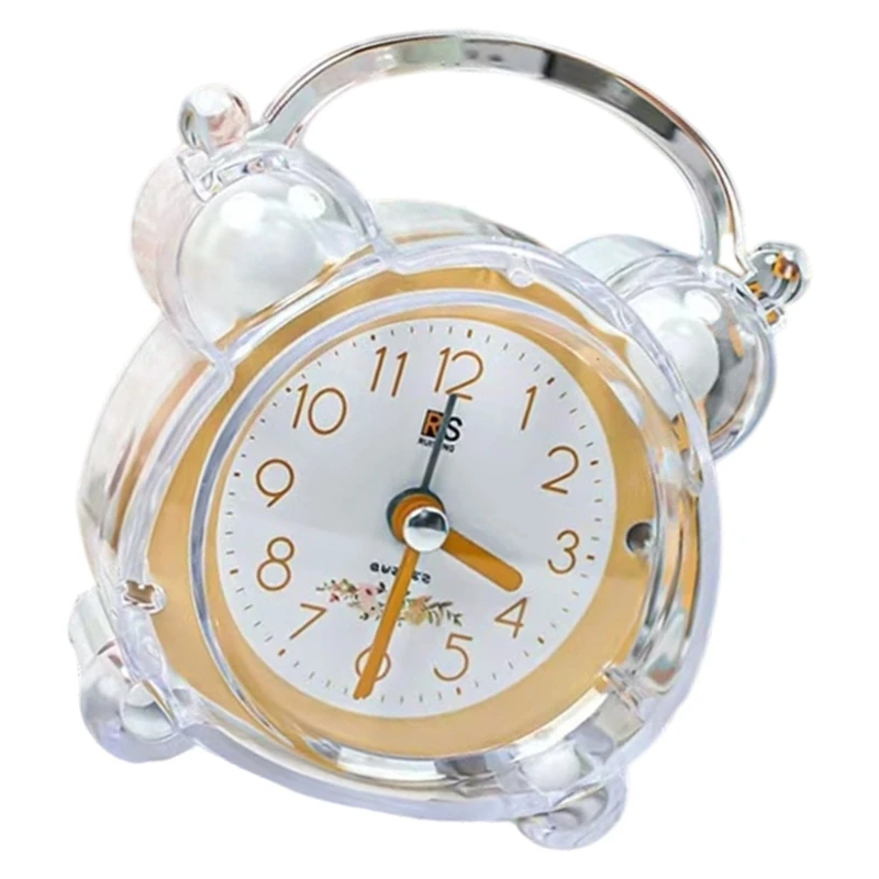 E8BD Cartoon Themed Timekeeping Device Quiet Alarm Clock For Children Room ABS Plastic LED Night Light Bedsides Timepiece