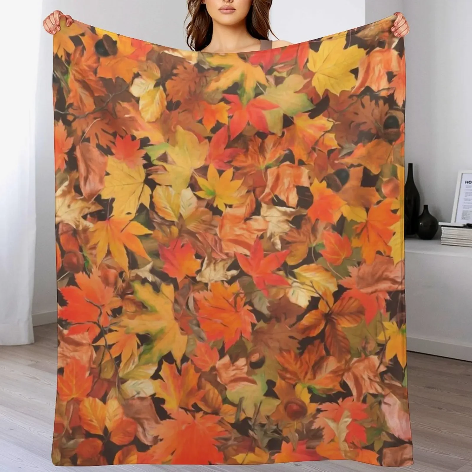 Autumn leaves Throw Blanket Lightweight Warm Blanket for Indoor Outdoor Use