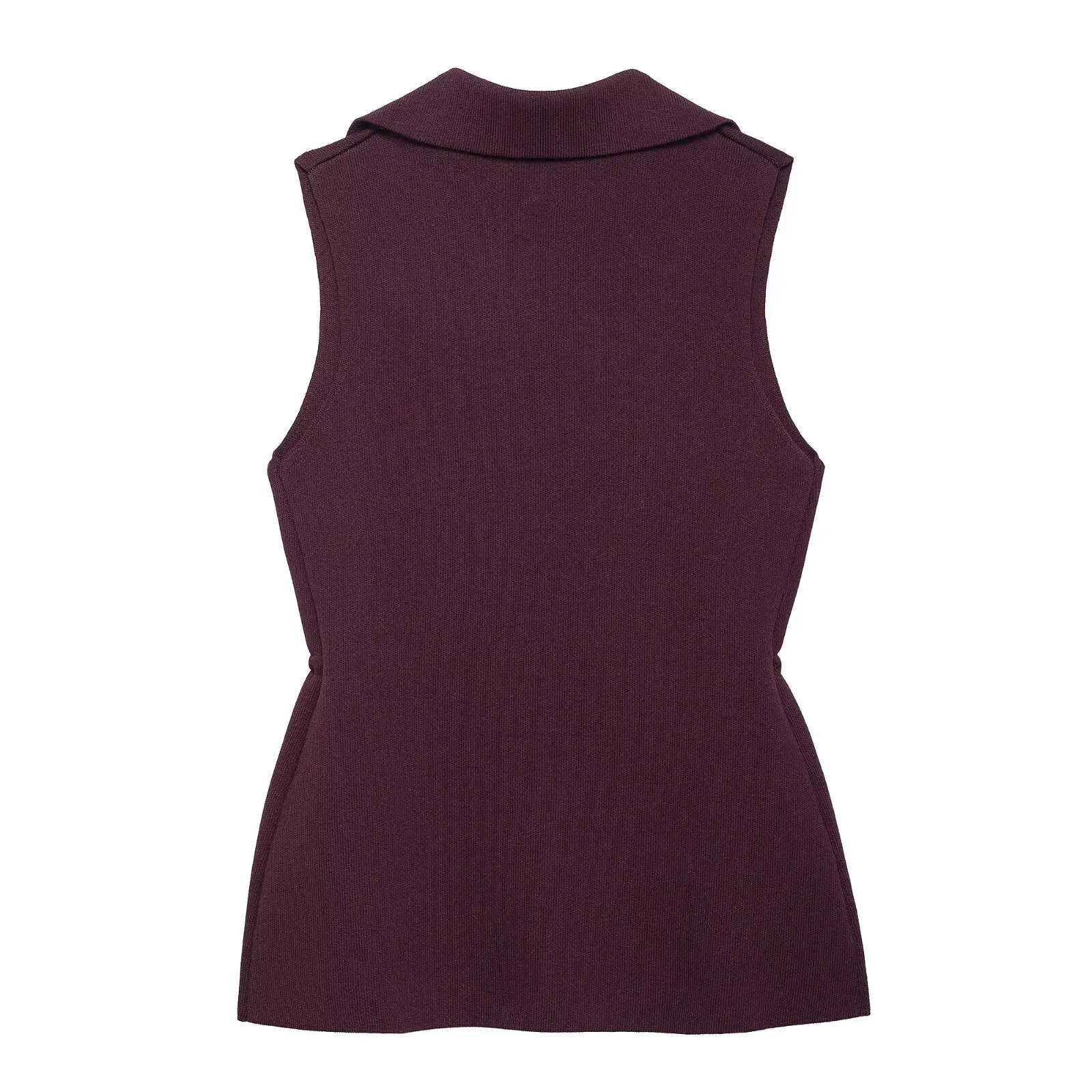 

Autumn New Women's Knitted Svel Vest Collared Pleated Polyester Fiber Faionable And Comfortable Trendy Design
