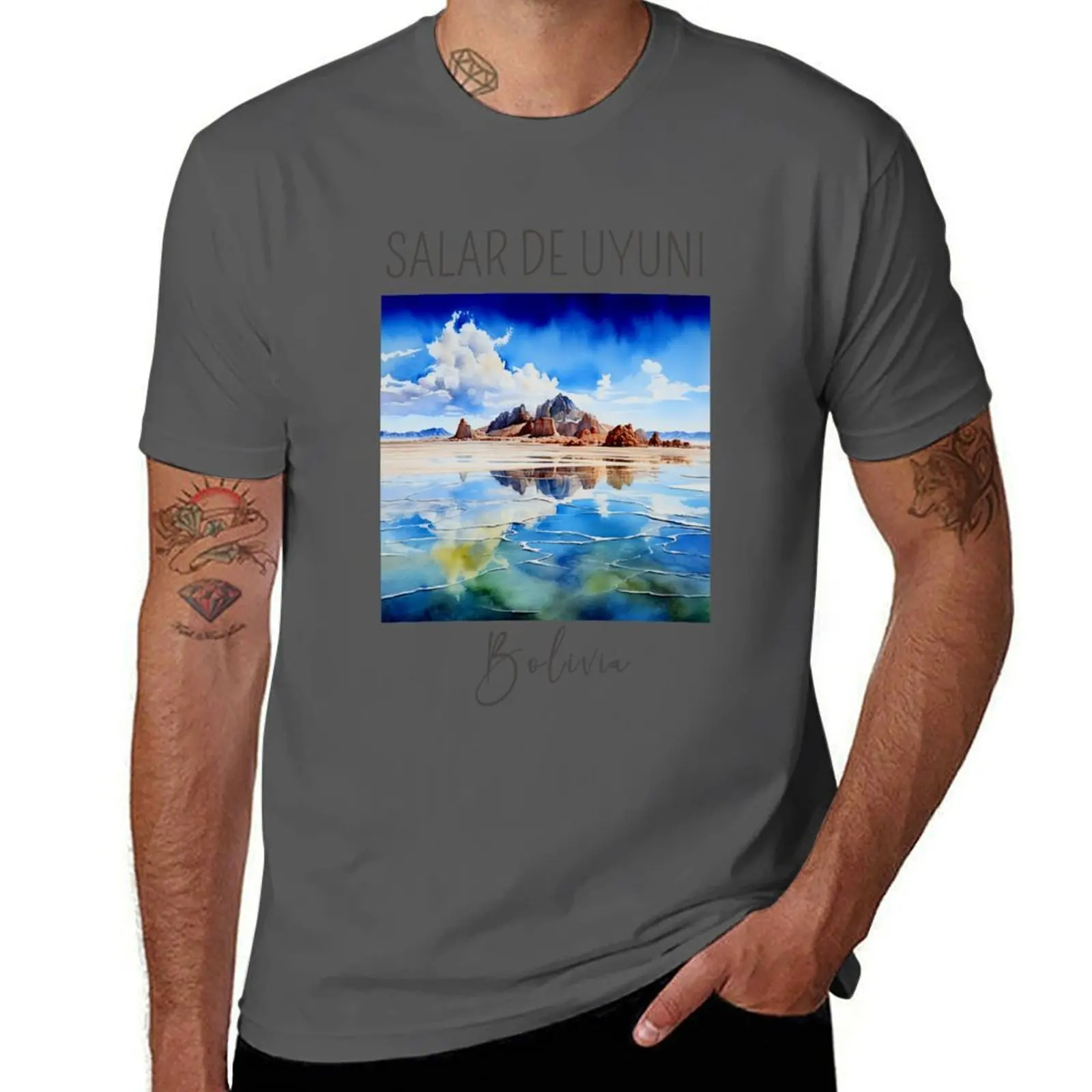 

Salar of - de Design Watercolor the Uyuni Bolivia T-Shirt Soft Touch Basic Cotton T-Shirt