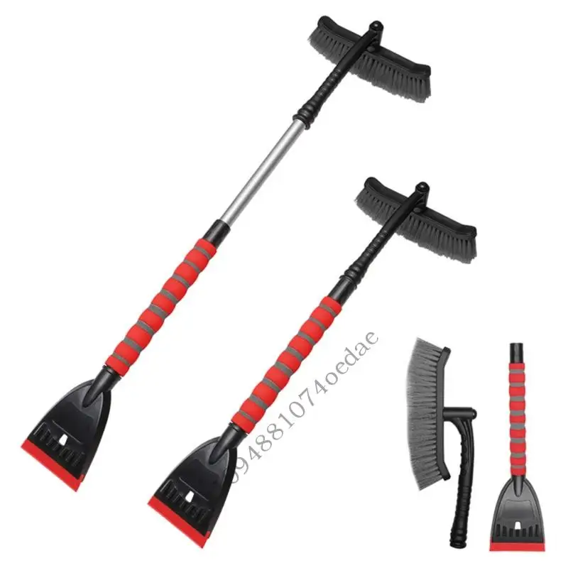 

0XXC Регулируемая лопата для снега на лобовое стекло автомобиля с вращающейся головкой щетки и эргономичной поролоновой ручкой