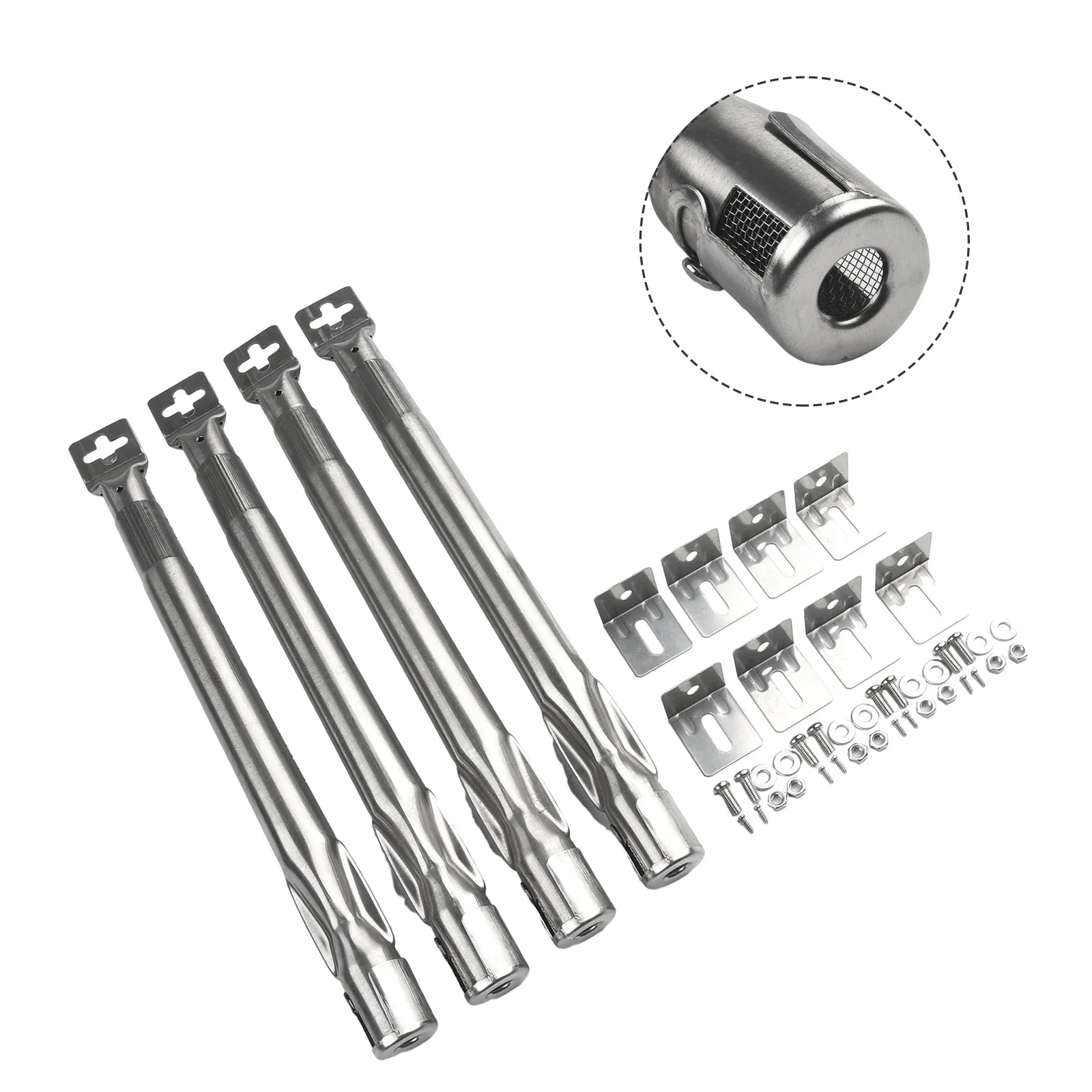 BBQ Burner 30-45cm 4Pcs/Set BBQ Fittings For Gas Grill 25.4mm Diameter Replacement Stainless Steel Barbecue Home Grill