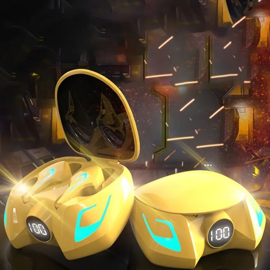 Conjunto sem fio para jogos, redução de ruído binaural, conjunto de música intra-auricular, display digital tipo c, cabine de luz ambiente colorida