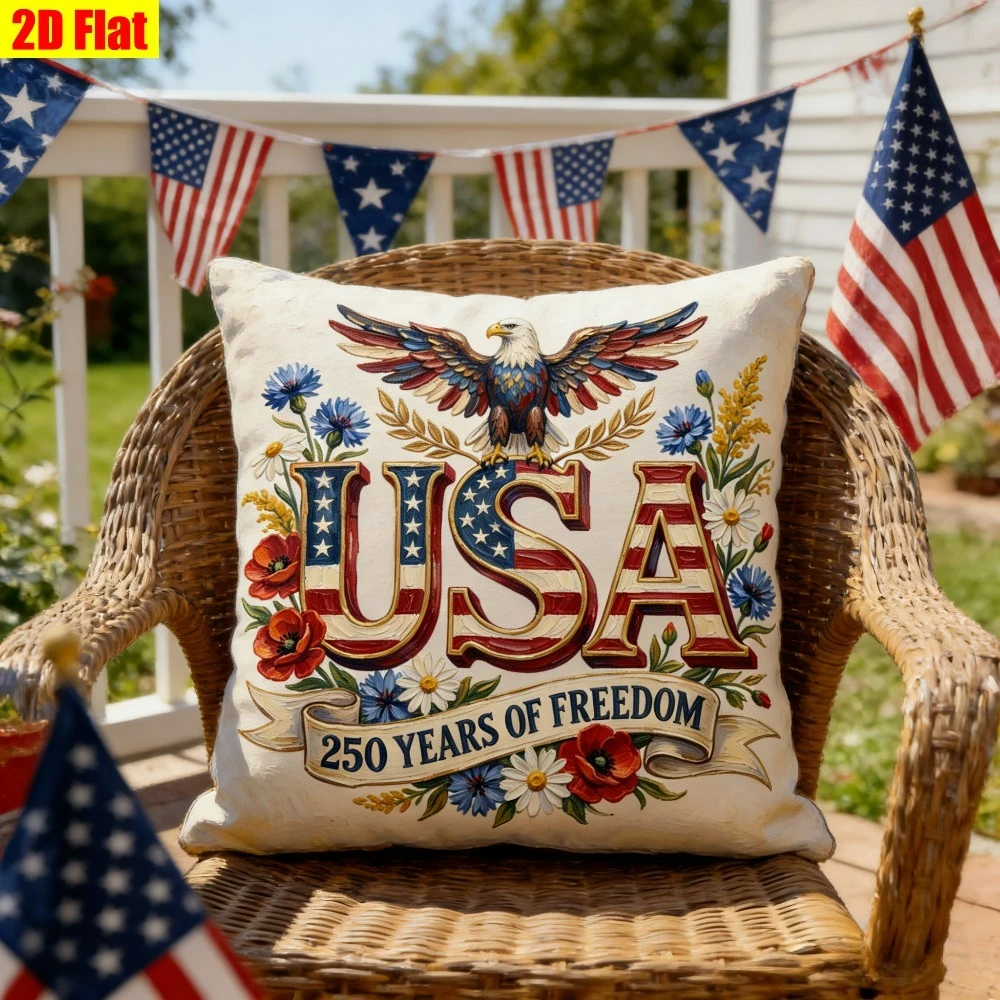 Independence Day USA 250Th Anniversary Pillow Cover Decorative Modern Home Decor Cushion Cover Suitable for Sofa Bed And Bedroom