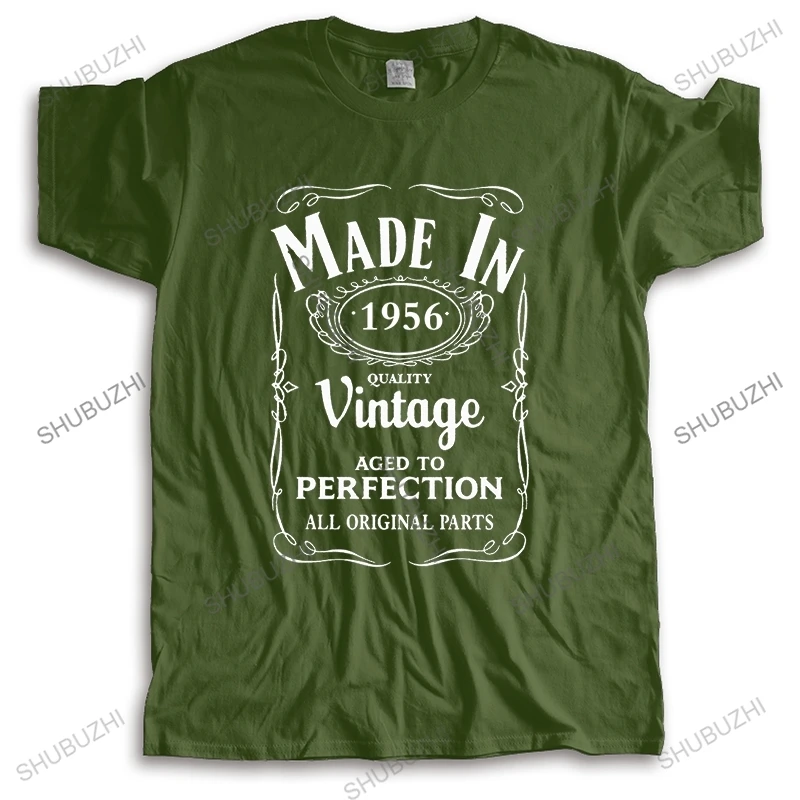 Made in 1956 Birthday Gift Men T-Shirt 65 Years Present Graphic Natural Cotton TShirts Retro Print Daddy Grandad Husband Tees