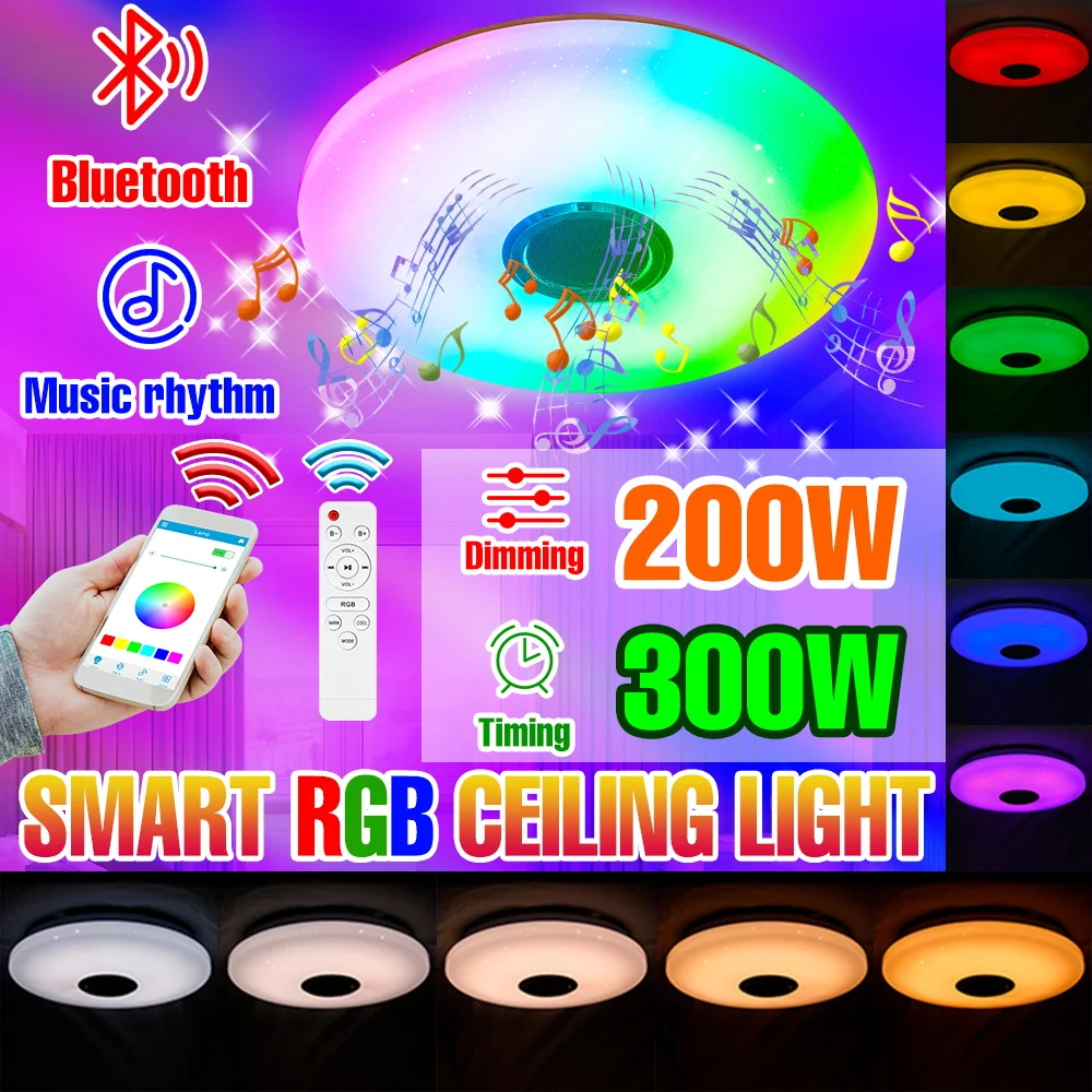 

RGB LED Smart Ceiling Lamp Chandeliers APP Remote Control Bluetooth Speaker Music Light Living Room Decor Bedroom Ambient Light