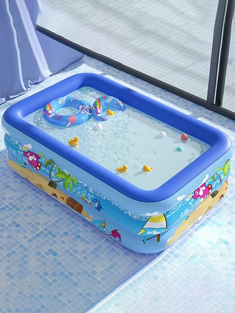 Inflatable Swimming Pool Cartoon Pattern Framed Swimming Pool Baby Bath Bathtub for Summer Outdoor Indoor