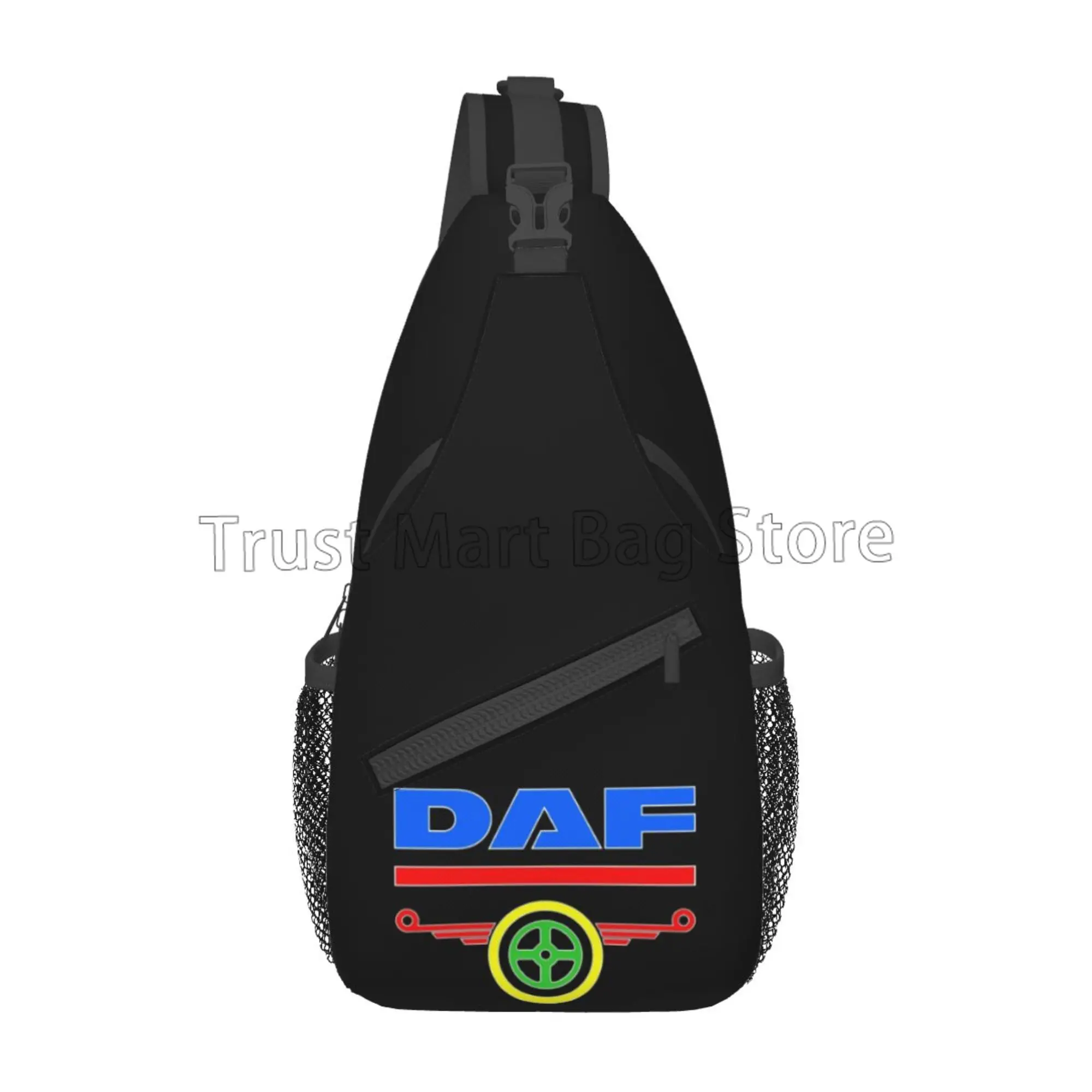 DAF Logo Print Peito Malas para homens e mulheres, Crossbody Sling Bag, mochila de caminhada casual de um ombro, esportes ao ar livre