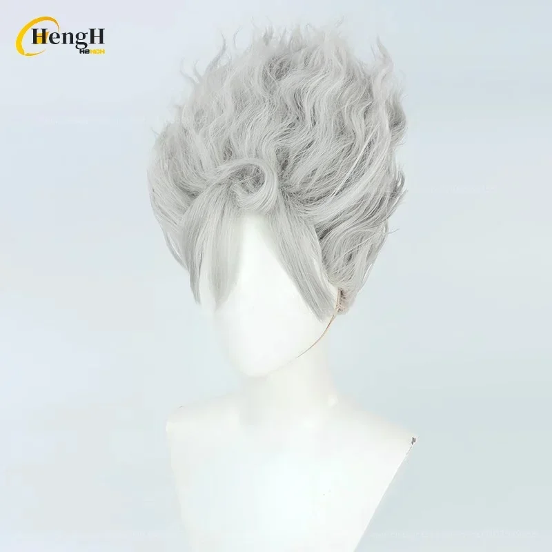 Anime Monkey D. Luffy Synthetische Unisex 35 cm Silber Lockiges Haar Cosplay Perücke Hitzebeständige Haar Halloween Party Perücken + freie Perückenkappe