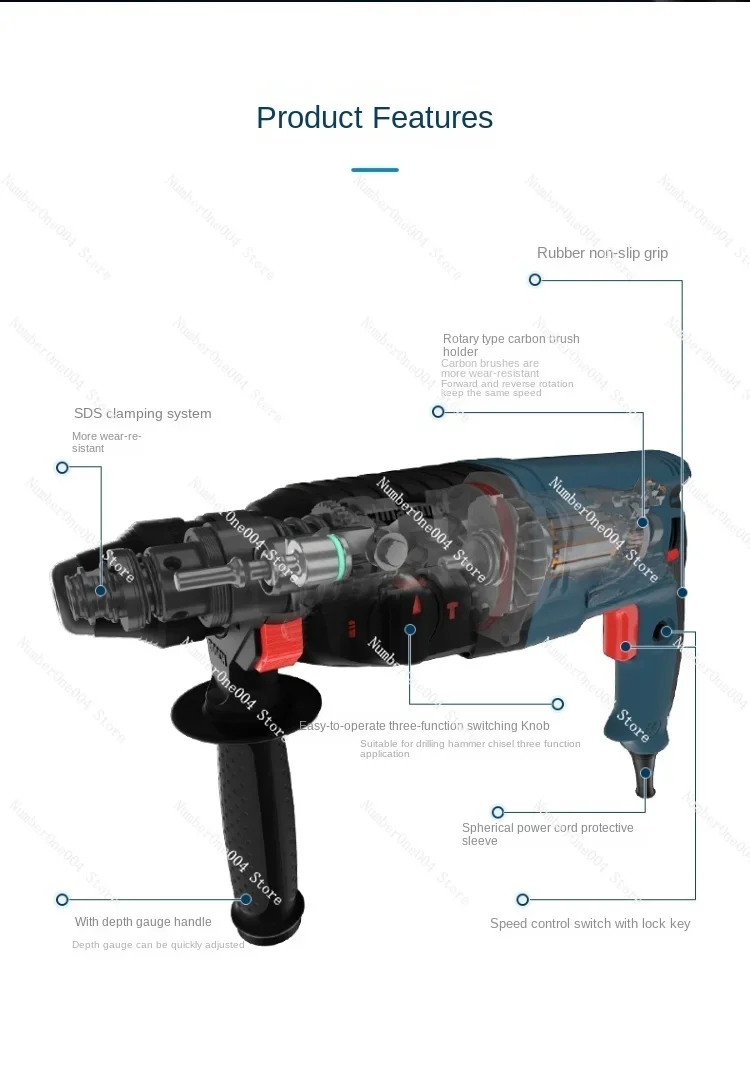 Electric HammerElectric Pick Impact Drill ElectricHammer Gbh220 High-Power Concrete ElectricDual-Use Lightweight