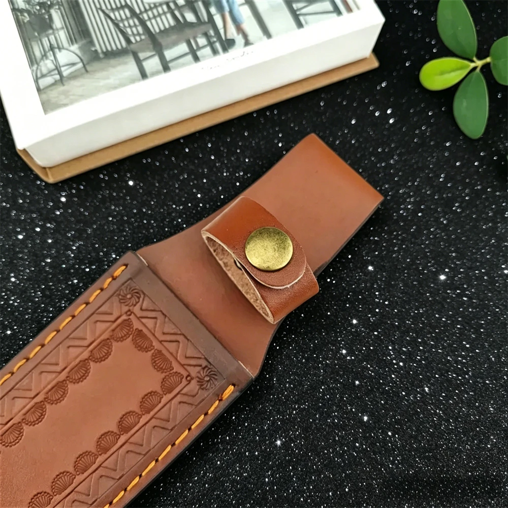 Outdoor Portable SA Leather Knife Sheath Durable Storage Case for Straight Knife & Pocket Knife Cowhide  Scabbard Brass Buckle