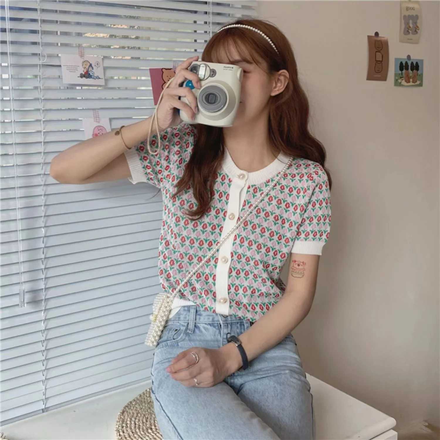 Summer 2022 Hot Shredded Ice knit Short sleeve Cardigan Women half sleeve coat cotton thread top loose T-shirt