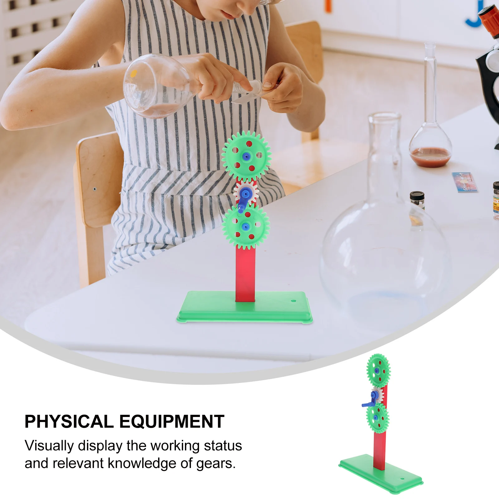 1Set Gear Set Science Experiment Kit for Kids Educational Physics Apparatus Mechanical Building Tool