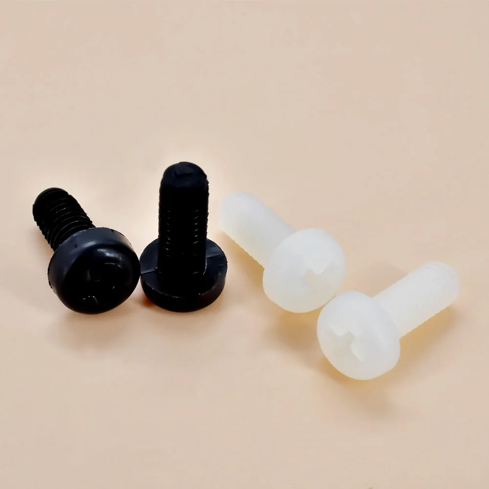 30-500Pcs  Metric Thread white or black Nylon Plastic insulation Phillips Pan Head Cross Round Machine Screw Bolt length 4-50mm