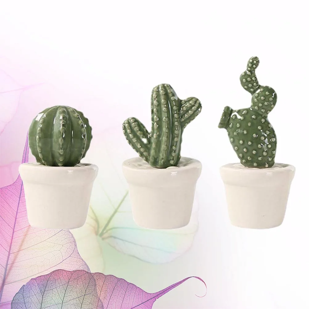 

3Pcs Ceramic Artificial Succulent Plants Resin Fake Cactus Decoration Eco Friendly for Home Office Fake Cactus Plants