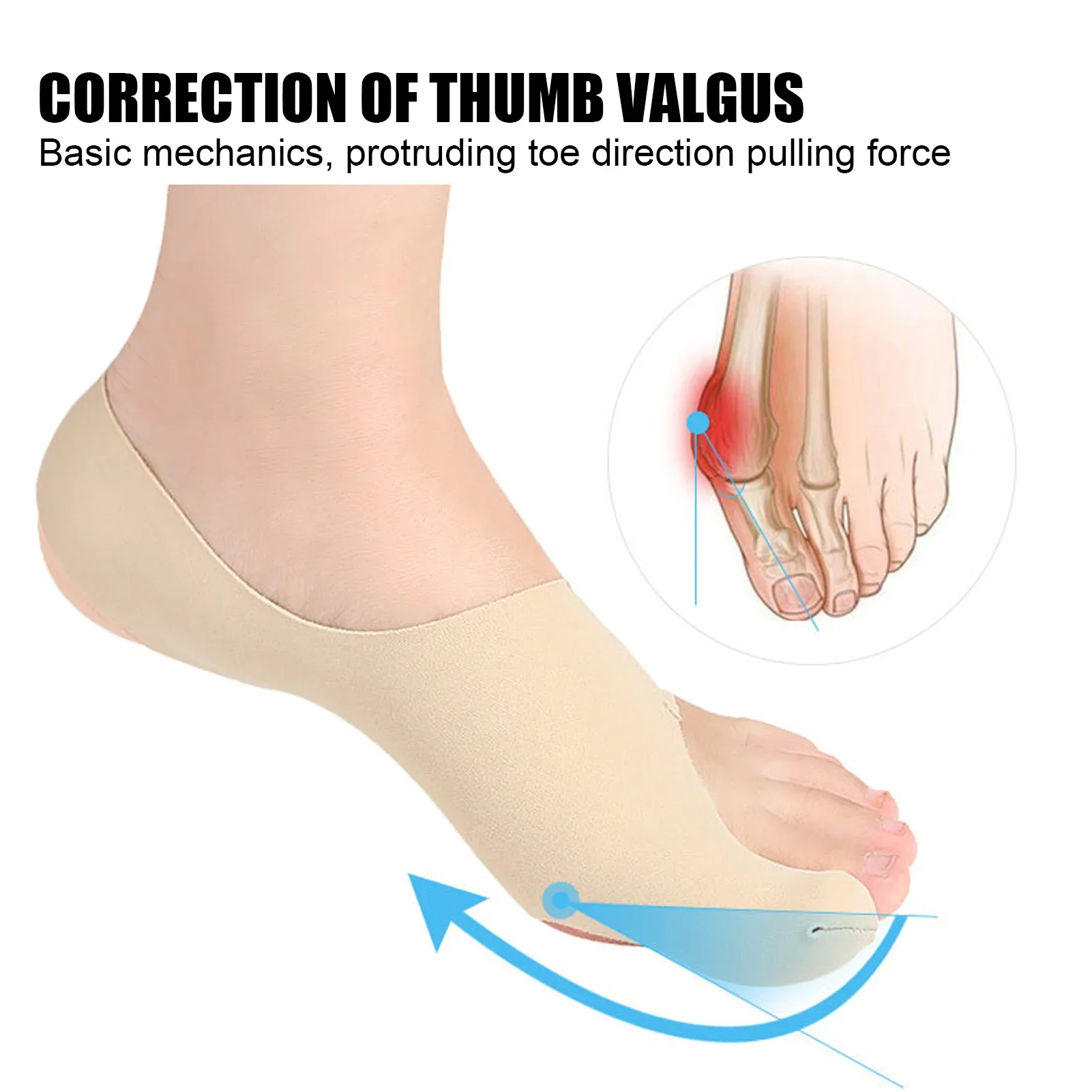 2 Pairs Bunion Relief Sleeve Socks High Elasticity Hallux Valgus Corrector Big Toe Separator Bunion Sleeve Protector