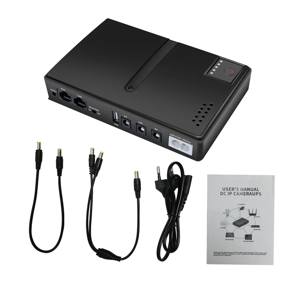 Mini 10400mAh 36W Uninterruptible Power Supply (UPS) for Router Modem CCTV Security  AC DC Configurable Power Source