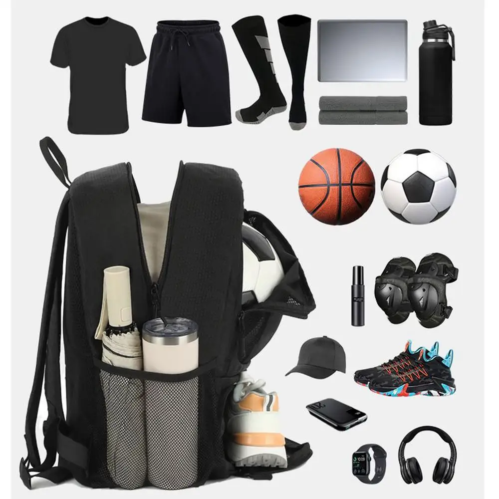 حقيبة ظهر للسفر لكرة القدم، حقيبة ظهر للكرة الطائرة، مريحة ومقاومة للماء وقابلة للتنفس، حقيبة كتب للرياضة