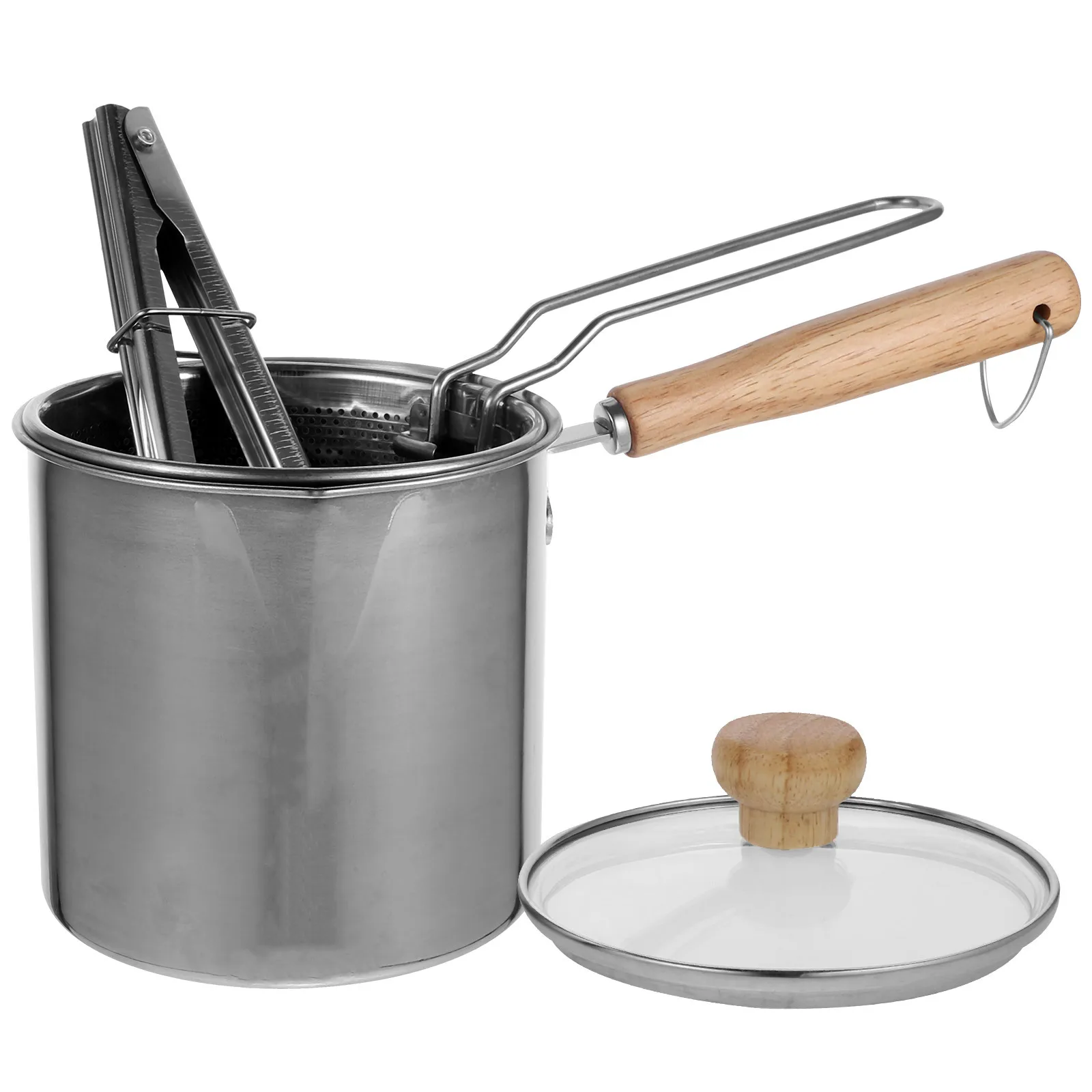 

1Set Stainless Steel Frying Pot with Tong Multi Purpose Deep Fry Pot for Oil Frying Baking Grilling Fast Cooking Kitchen