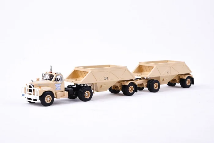 NEO 1:64 Mack B-61T + Bottom Dump Trailer 1957 Simulation Limited Edition Resin Metal Static Car Model Toy Gift