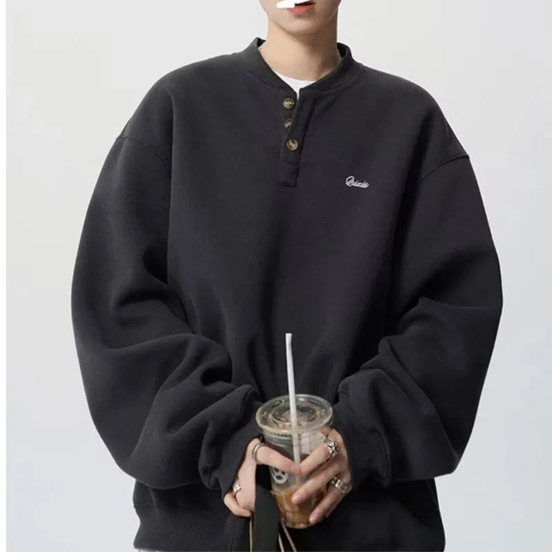 

Толстовка с американской вышивкой, мужская бархатная зимняя свободная куртка для бойцов, ретро ленивый топ