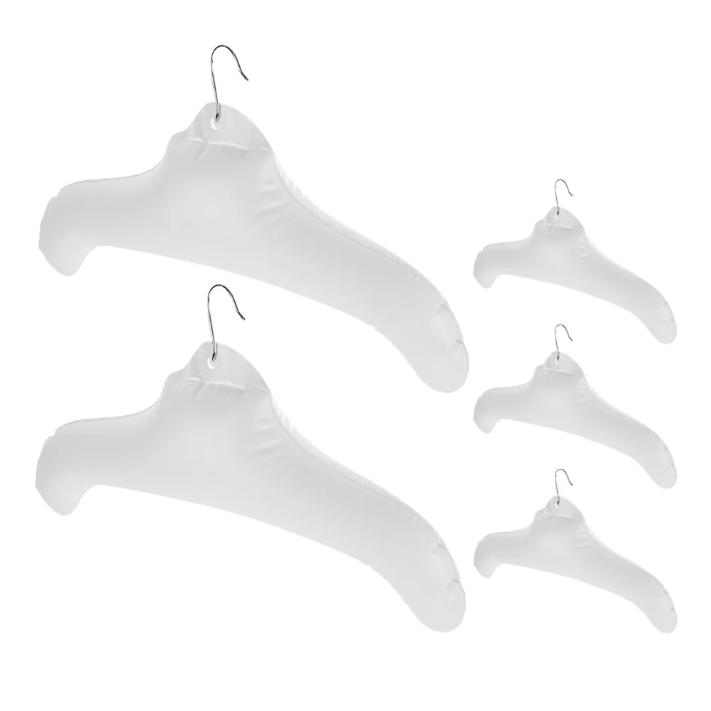 

5pcs Inflatable Clothes Hanger Portable Foldable Travel Clothes Organizer For Camping Gym Office Car Use Pvc Drying Rack Storage